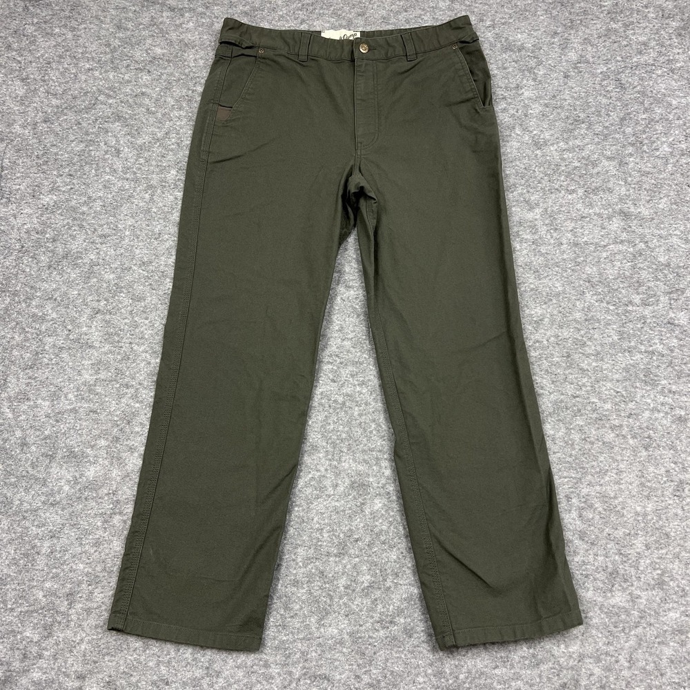 Duck Camp Pants Mens 36 Green Chino Canvas Stretch Casual Workwear Fits 36x29